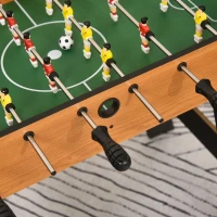 HOMCOM tafelvoetbal tafelvoetbalspel tafelvoetbaltafel speelgoed tafelvoetbalparty cadeau voor 14+ jongens inklapbaar binnen met 11 spelers per kant MDF zwart + naturel 98 x 42 x 62,5 cm(m-4)