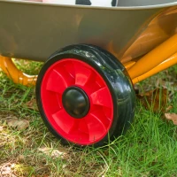 HOMCOM kinderkruiwagen metaal + kunststof grijs + geel + rood 71 x 38 x 33 cm(m-8)