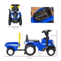 HOMCOM Sliding Car w/Horn No Power Storage Indoor & Outdoor for 12-36 Months Blue(m-3)