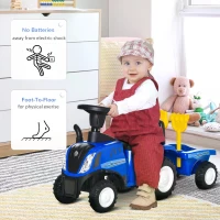 HOMCOM Sliding Car w/Horn No Power Storage Indoor & Outdoor for 12-36 Months Blue(m-4)