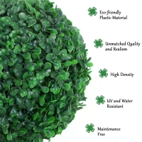 Outsunny Set of 2 Artificial Boxwood Ball Topiary Trees Potted Decorative Plant Outdoor and Indoor Décor (112cm)(m-6)