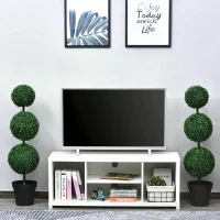 Outsunny Set of 2 Artificial Boxwood Ball Topiary Trees Potted Decorative Plant Outdoor and Indoor Décor (112cm)(m-10)