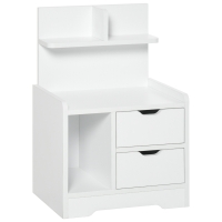 HOMCOM Bedside Table, Small Bedside Cabinet with 2 Drawers and Storage Shelves, Accent Table for Living Room, Bedroom, White