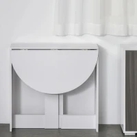 HOMCOM eettafel klaptafel eetkamertafel tafel opbergruimte, spaanplaat hout, wit 104 x 76 x 73,7 cm(m-5)