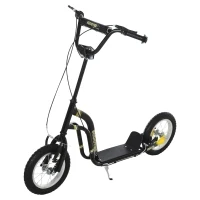 HOMCOM kinderscooter step kickscooter stadsscooter kinderstep kickboard met luchtbanden 12 inch zwart 120 x 58 x 85-95 cm(m-1)