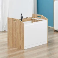 HOMCOM bank met opbergruimte 2-in-1 kistbank nachtkastje opbergkist wit + naturel 62,4 x 40 x 51,5 cm(m-2)