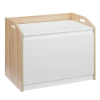HOMCOM bank met opbergruimte 2-in-1 kistbank nachtkastje opbergkist wit + naturel 62,4 x 40 x 51,5 cm(m-1)