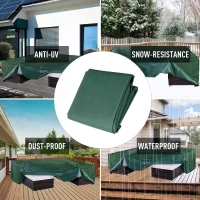 Outsunny UV/Rain Protective Rattan Furniture Cover, 205x145x70 cm-Green(m-6)