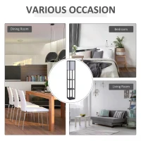 HOMCOM 3-Tier Floor Lamp, Floor Light with Storage Shelf, Reading Standing Lamp for Living Room, Bedroom, Kitchen, Dining Room, Office, Dorm, 160cm, Black(m-6)