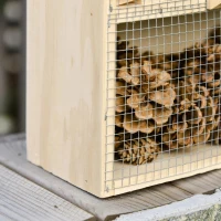 Outsunny insectenhotel insectenhuis met 5 verdiepingen van metaalgaas bijenhotel gemaakt van natuurlijke materialen voor kevers bijen wespen en vlinders dennenhout bamboe metaal natuurlijk hout 32 x 12,5 x 57 cm(m-7)