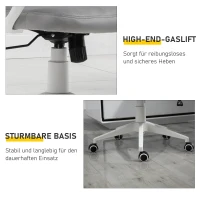 Vinsetto bureaustoel met kantelfunctie ergonomische draaistoel met armleuningen, hoofdsteun in hoogte verstelbaar, fluweelzacht polyester lichtgrijs 63 x 64 x 118-128 cm(m-8)