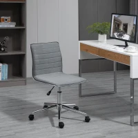 Vinsetto Silla de Oficina Ergonómica Silla Escritorio Giratoria con Altura Ajustable Respaldo Tapizado en Lino Transpirable Carga 120 kg 47x57x76,5-86,5 cm Gris(m-2)