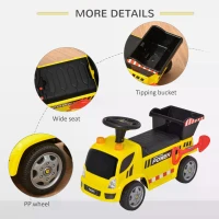 HOMCOM Ride On Car Kids Truck Storage w/ Tipping Bucket for 18 - 36 Months Yellow(m-5)