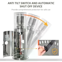 Outsunny 10KW Outdoor Gas Patio Heater Standing Propane Heater w/ Wheels Dust Cover(m-4)