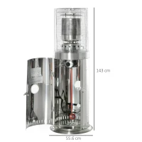 Outsunny 10KW Outdoor Gas Patio Heater Standing Propane Heater w/ Wheels Dust Cover(m-3)