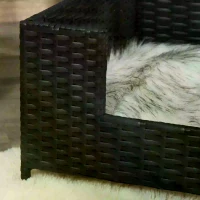 PawHut Rattan Dog Cat Pet Bed with Soft Cushion Indoor Use 61L x 46W x 27H cm(m-7)