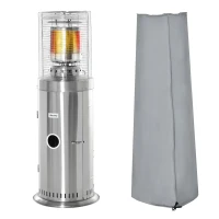 Outsunny 10KW Outdoor Gas Patio Heater Standing Propane Heater w/ Wheels Dust Cover(m-1)