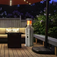 Outsunny 10KW Outdoor Gas Patio Heater Standing Propane Heater w/ Wheels Dust Cover(m-10)