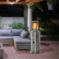 Outsunny 10KW Outdoor Gas Patio Heater Standing Propane Heater w/ Wheels Dust Cover(m-2)