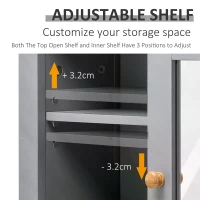 kleankin Bathroom Wall Mirror Cabinet, Cupboard with Door, Storage Cabinet with Adjustable Shelf for Corridors Living Rooms, Grey(m-5)