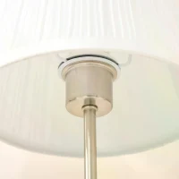 HOMCOM Modern Table Lamp with Pleated Fabric Lampshade, Home Lighting with Metal Base for Living Room, Bedroom, Office, White & Silver(m-8)