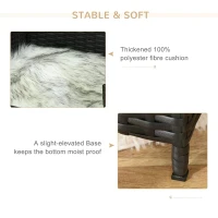 PawHut Rattan Dog Cat Pet Bed with Soft Cushion Indoor Use 61L x 46W x 27H cm(m-6)