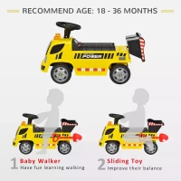 HOMCOM Ride On Car Kids Truck Storage w/ Tipping Bucket for 18 - 36 Months Yellow(m-4)