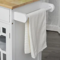 HOMCOM keukenwagen trolley serveerwagen met 1 ladekast voor keukens rubber hout grenen hout MDF naturel + wit 63 x 45 x 86 cm(m-4)