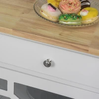 HOMCOM keukenwagen trolley serveerwagen met 1 ladekast voor keukens rubber hout grenen hout MDF naturel + wit 63 x 45 x 86 cm(m-8)