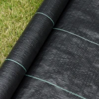 Outsunny anti-onkruiddoek slijtvaste onkruidbarrière afscheidingstape doek scheurvast bodembedekker 100 g/m² ondervloerdoek met groene scheidingswanden waterdoorlatend PP-kunststof zwart 50 x 1 m(m-8)