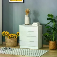 HOMCOM Chest of Drawers, 4 Drawers Storage Cabinet with Metal Rails, Anti-Tip for Playroom, Nursery Room, Hallway, etc(m-2)