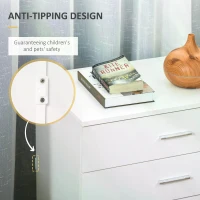 HOMCOM Chest of Drawers, 4 Drawers Storage Cabinet with Metal Rails, Anti-Tip for Playroom, Nursery Room, Hallway, etc(m-6)