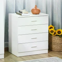 HOMCOM Chest of Drawers, 4 Drawers Storage Cabinet with Metal Rails, Anti-Tip for Playroom, Nursery Room, Hallway, etc(m-11)