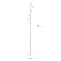 HOMCOM 174cm Free Standing Coat Rack Hat Stand Display Garment Holder Hall Tree White(m-3)