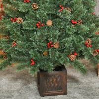 HOMCOM kunstkerstboom 1,8 m kerstboom met pot en decoratie PVC metaal groen 90 x 90 x 180 cm(m-4)