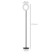 HOMCOM vloerlamp met LED 90 graden verstelbaar afneembare lichtmast lamp metaal acryl zwart Ø28 x 171,5 cm(m-3)