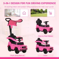 HOMCOM 3 in 1 Kids Children Ride on Push Car Toddler Sliding Car G350 Licensed Walker Foot to Floor Slider Push-Along with Horn Steering Wheel NO POWER Manual, Pink(m-4)