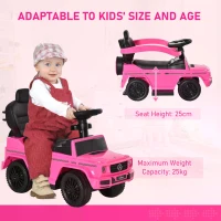 HOMCOM 3 in 1 Kids Children Ride on Push Car Toddler Sliding Car G350 Licensed Walker Foot to Floor Slider Push-Along with Horn Steering Wheel NO POWER Manual, Pink(m-7)