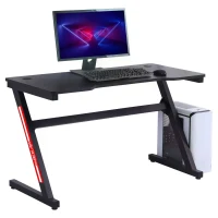 HOMCOM Small Gaming Desk, 1.2m Z-Shaped Racing Style Home Office Computer Table with 2 Cable Managements Black(m-7)