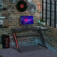 HOMCOM Small Gaming Desk, 1.2m Z-Shaped Racing Style Home Office Computer Table with 2 Cable Managements Black(m-13)