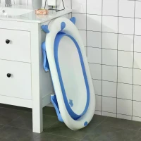 HOMCOM Foldable Portable Baby Bath Tub w/ Temperature-Induced Water Plug for 0-3 years(m-10)