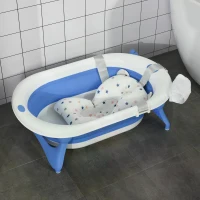 HOMCOM Foldable Portable Baby Bath Tub w/ Temperature-Induced Water Plug for 0-3 years(m-2)