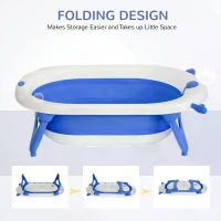 HOMCOM Foldable Portable Baby Bath Tub w/ Temperature-Induced Water Plug for 0-3 years(m-5)