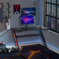 HOMCOM Small Gaming Desk, 1.2m Z-Shaped Racing Style Home Office Computer Table with 2 Cable Managements Black(m-12)