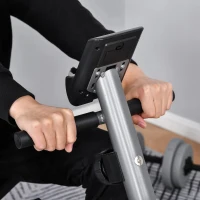 HOMCOM hometrainer fietstrainer vliegwiel hometrainer met 8 niveaus verstelbare magnetische weerstand verstelbare lengte magnetische weerstand wielen metaal ABS grijs + zilver 136 l x 62,5 b x 38 h cm(m-5)