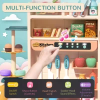 HOMCOM Childrens Toy Kitchen, with Water Circulation Spray Music Light Beige Green(m-4)