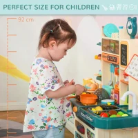 HOMCOM Childrens Toy Kitchen, with Water Circulation Spray Music Light Beige Green(m-6)