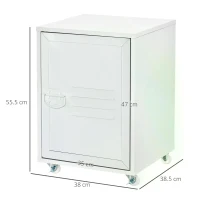 HOMCOM Rolling Storage Cabinet File Cabinet With Adjustable Shelf, Metal Door White(m-3)