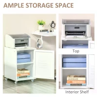 HOMCOM Rolling Storage Cabinet File Cabinet With Adjustable Shelf, Metal Door White(m-4)