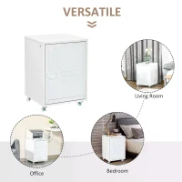 HOMCOM Rolling Storage Cabinet File Cabinet With Adjustable Shelf, Metal Door White(m-7)